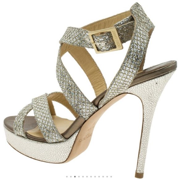 Jimmy Choo Vamp Glitter Crossing-straps Sandals - Picture 2 of 15